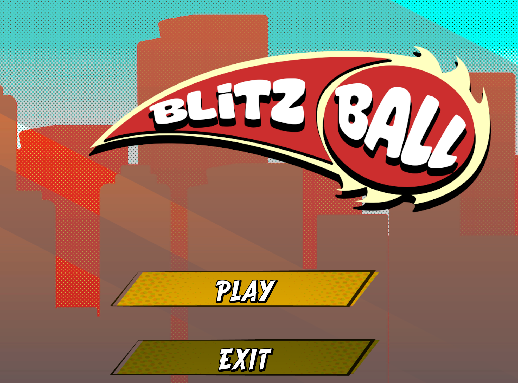 Blitz Ball start menu with Play and Exit options